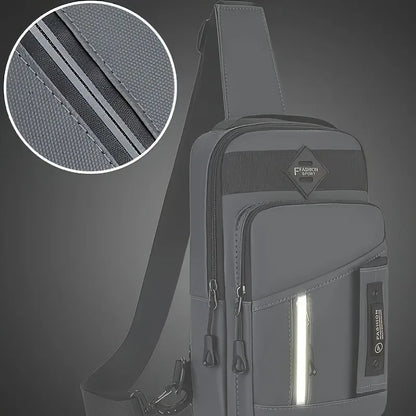 Men's Nylon Chest Bag Multi-Compartment Crossbody Sling