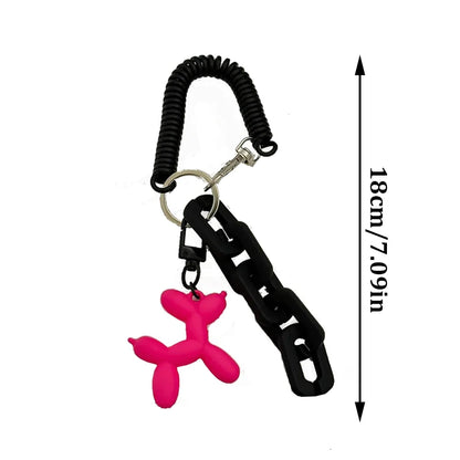 Balloon Dog Keychain with Coil Wrist Strap & Chunky Chain
