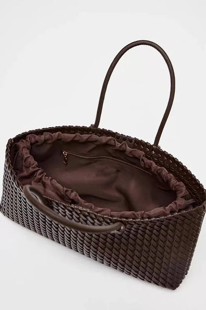 Large Woven PU Leather Tote Bag for Women – Luxury Shoulder Handbag