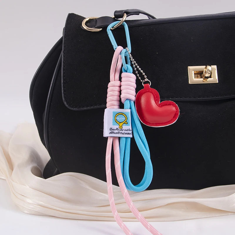 Y2K Leather Woven Rope Keychain Charm – Women's Bag Pendant
