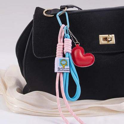 Y2K Leather Woven Rope Keychain Charm – Women's Bag Pendant