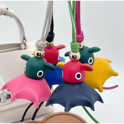 Hand-Woven Leather Fruit Bag Charm – Cute Keychain Pendant