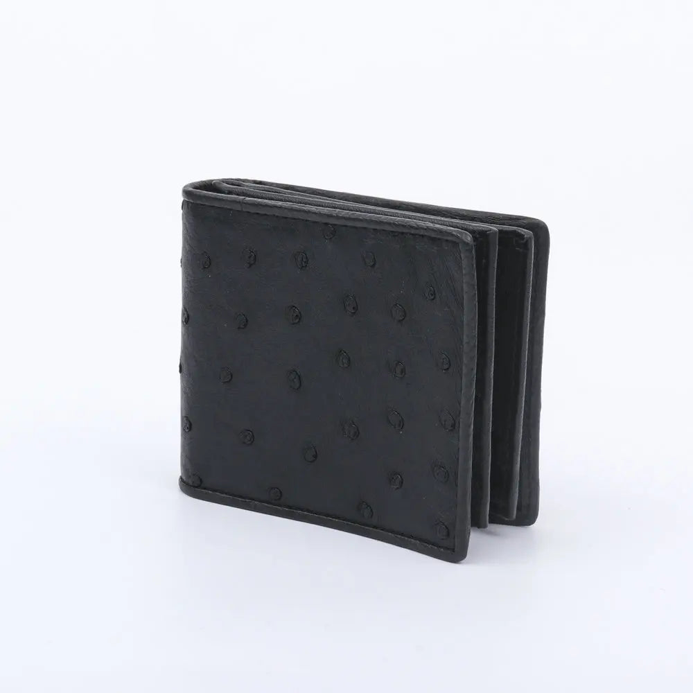Ostrich Leather Men's Bifold Wallet – Slim Card Holder