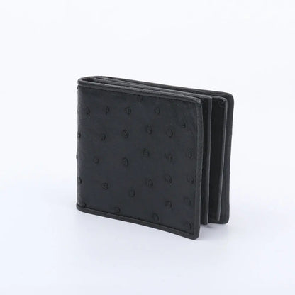 Ostrich Leather Men's Bifold Wallet – Slim Card Holder