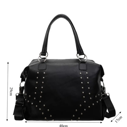 Rivet PU Leather Women's Shoulder Bag – Large Moto Tote