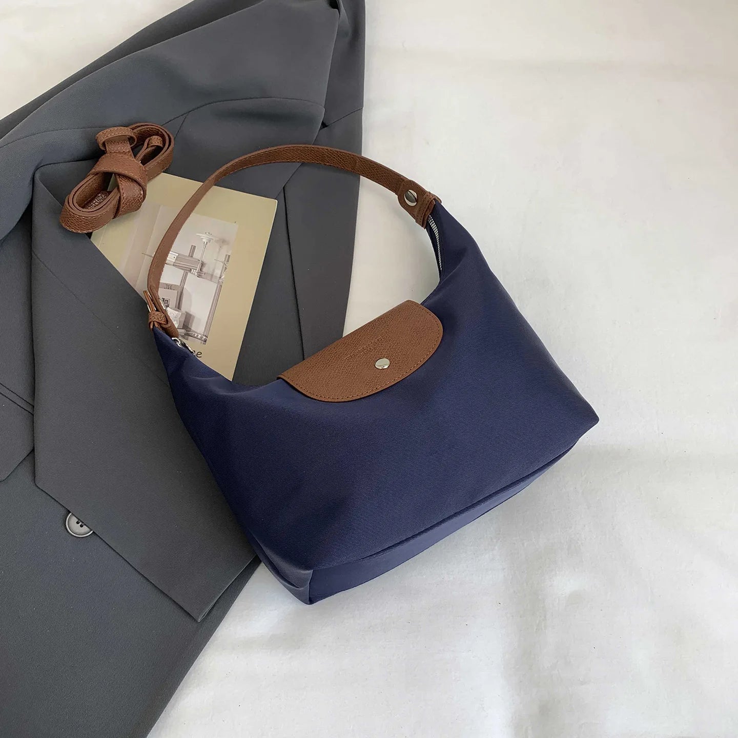 Slouchy Dumpling Shoulder Bag Women Retro Nylon Underarm Bag