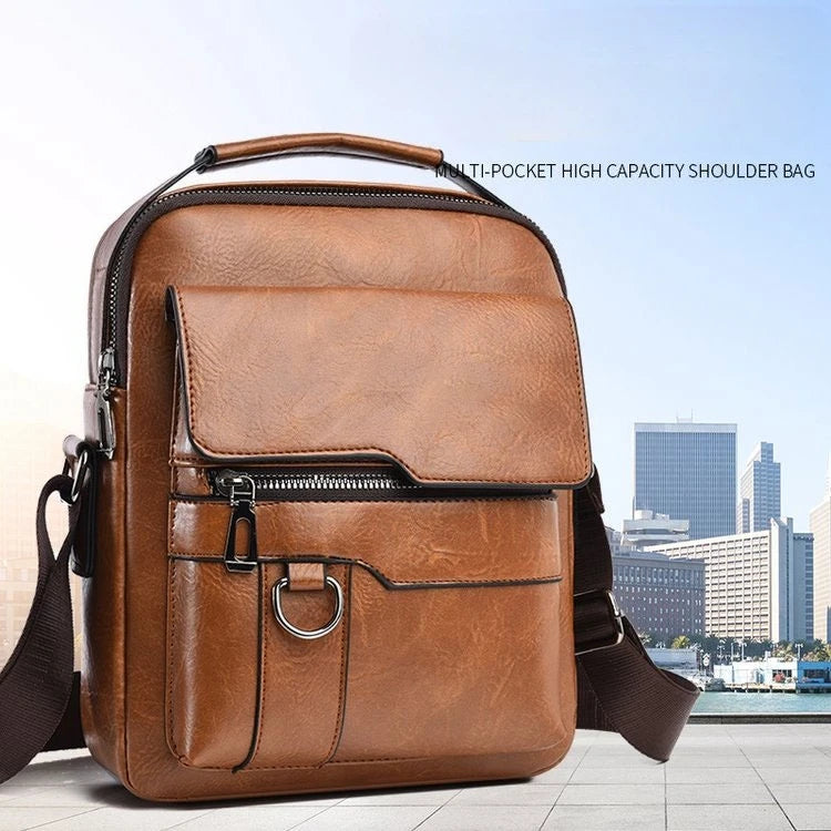 Men's PU Leather Messenger Bag – Business Crossbody Shoulder Bag