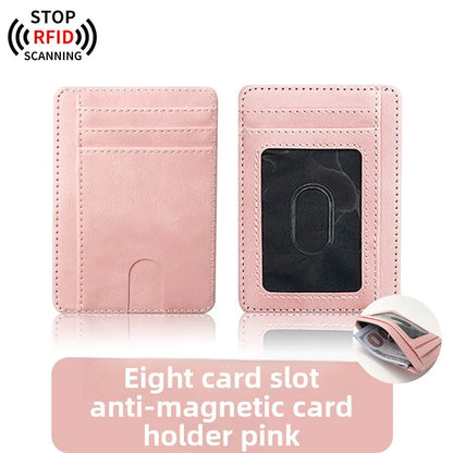 RFID Blocking Slim Card Holder Wallet – 8 Slot Leather