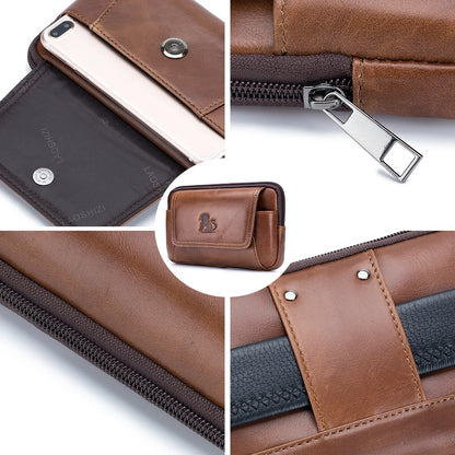 Men's Genuine Leather Belt Phone Pouch