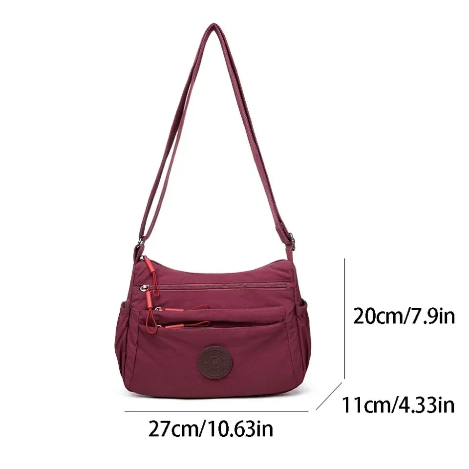 Women's Multi-Pocket Crossbody Shoulder Bag – Lightweight Nylon