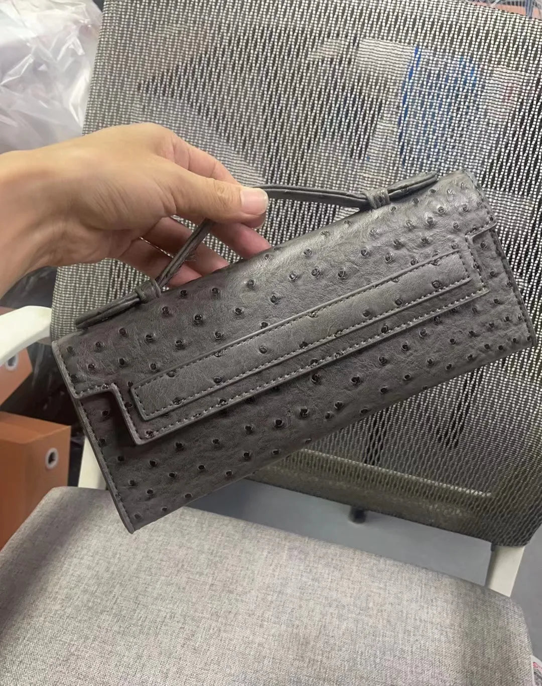 Ostrich Pattern Clutch Bag – Women's PU Leather Party Purse