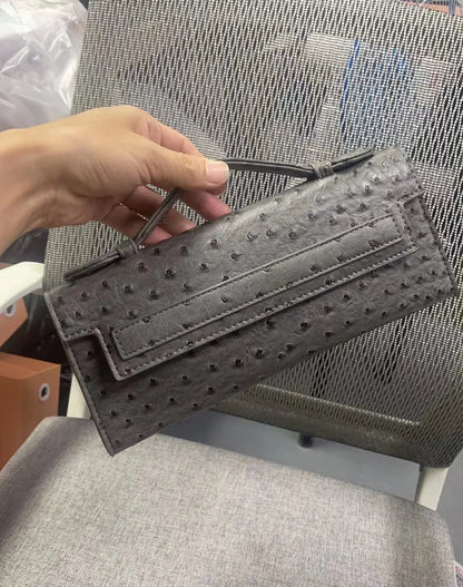 Ostrich Pattern Clutch Bag – Women's PU Leather Party Purse
