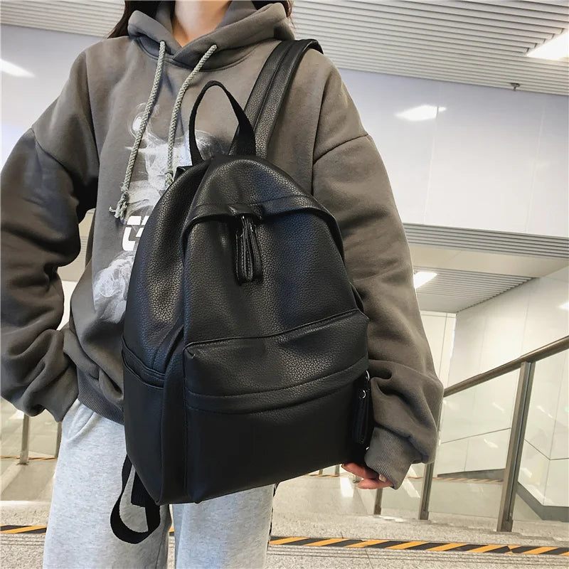 PU Leather School Backpack for Women & Teen Girls
