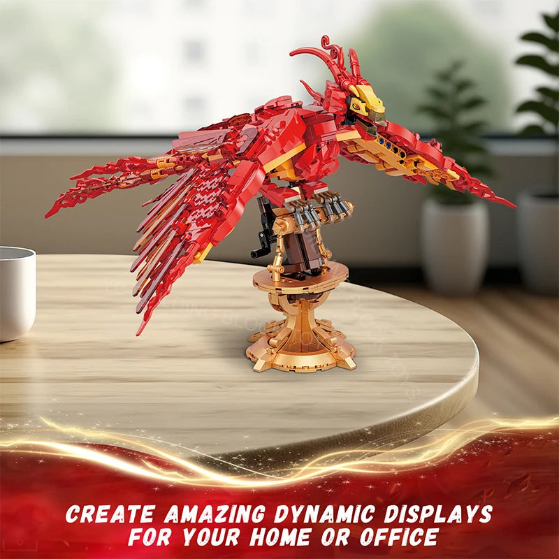 Fire Phoenix Building Blocks Set – 938 Pieces Mythical Bird Model