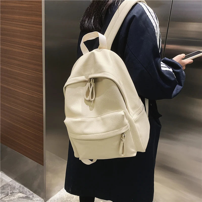 PU Leather School Backpack for Women & Teen Girls