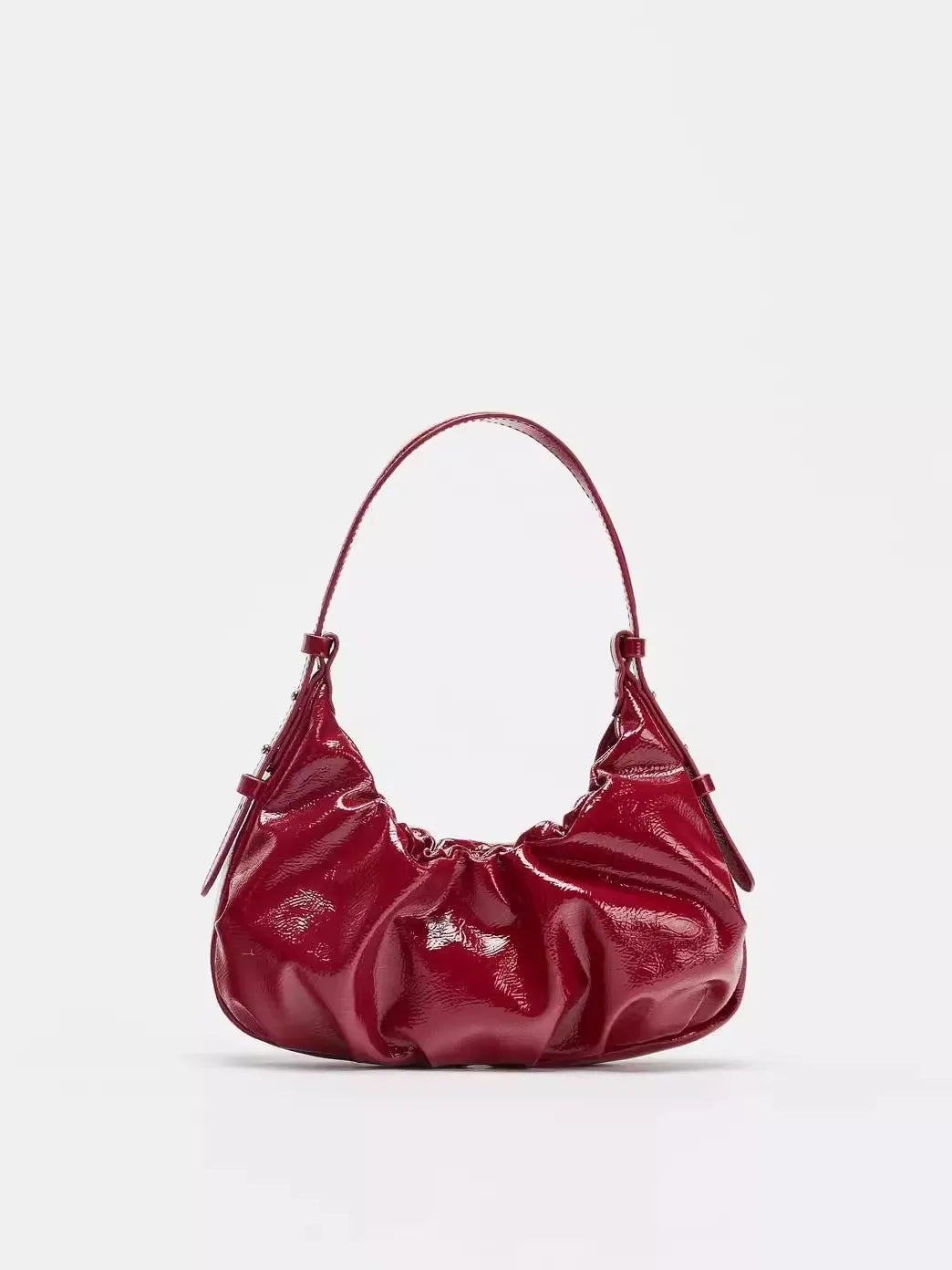 Pleated Patent Leather Shoulder Bag – Women's Underarm Hobo Purse