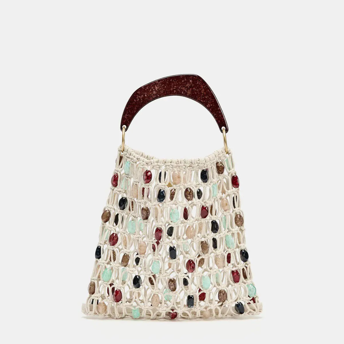 Creative Summer Woven Bead Bag Hollow-Out Breathable Tote Bohemian Large Capacity Shoulder Women
