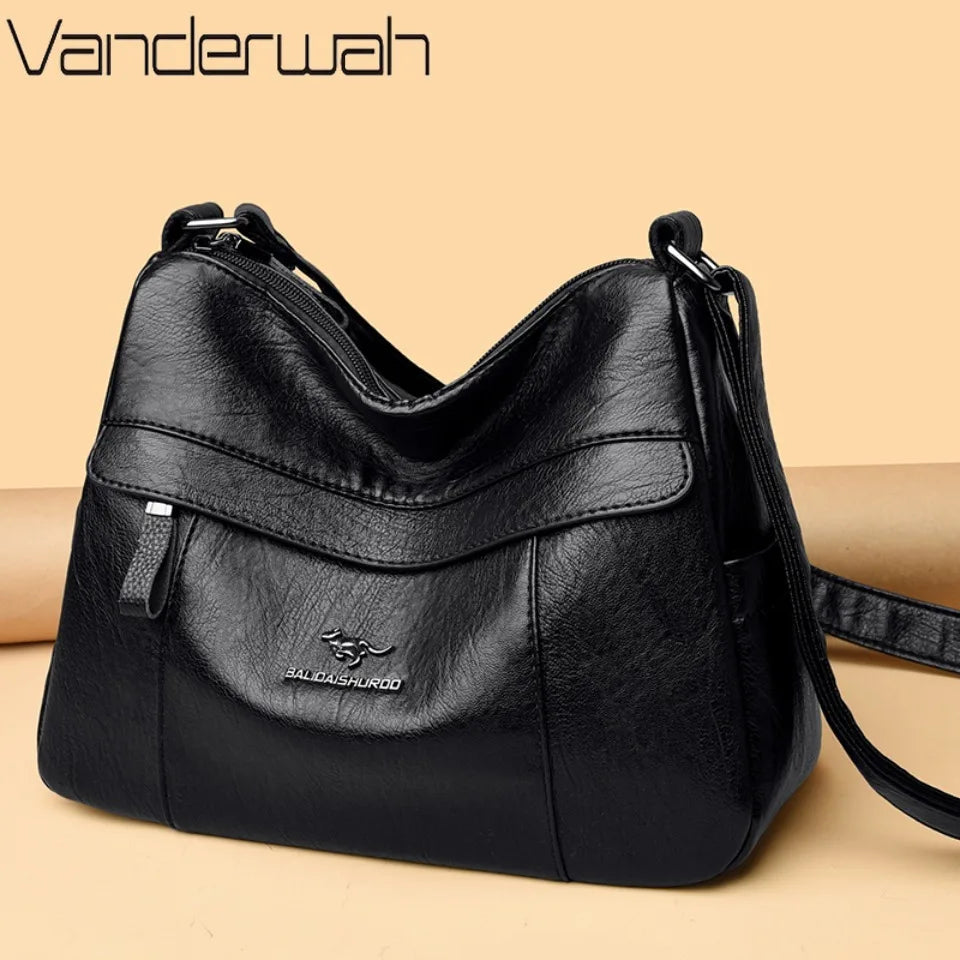 Leather Crossbody Bag for Women – Multi-Layer Shoulder Bag