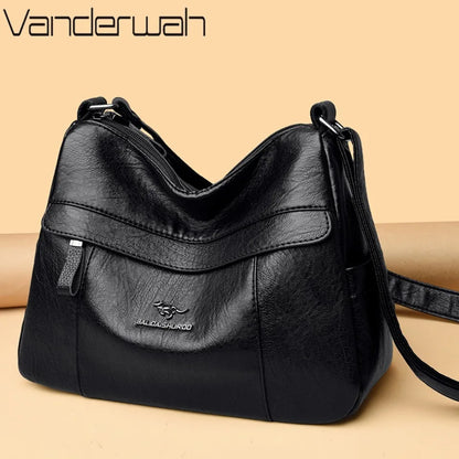 Leather Crossbody Bag for Women – Multi-Layer Shoulder Bag