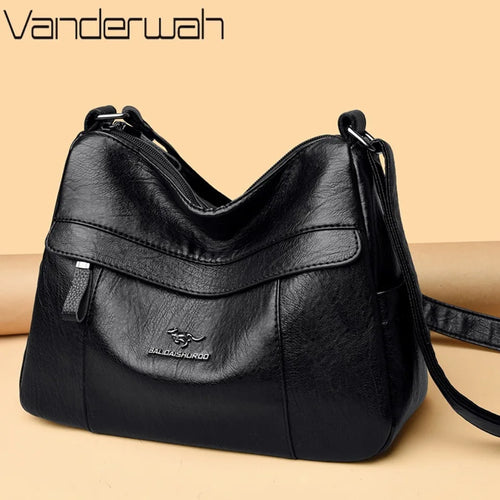 Leather Crossbody Bag for Women – Multi-Layer Shoulder Bag