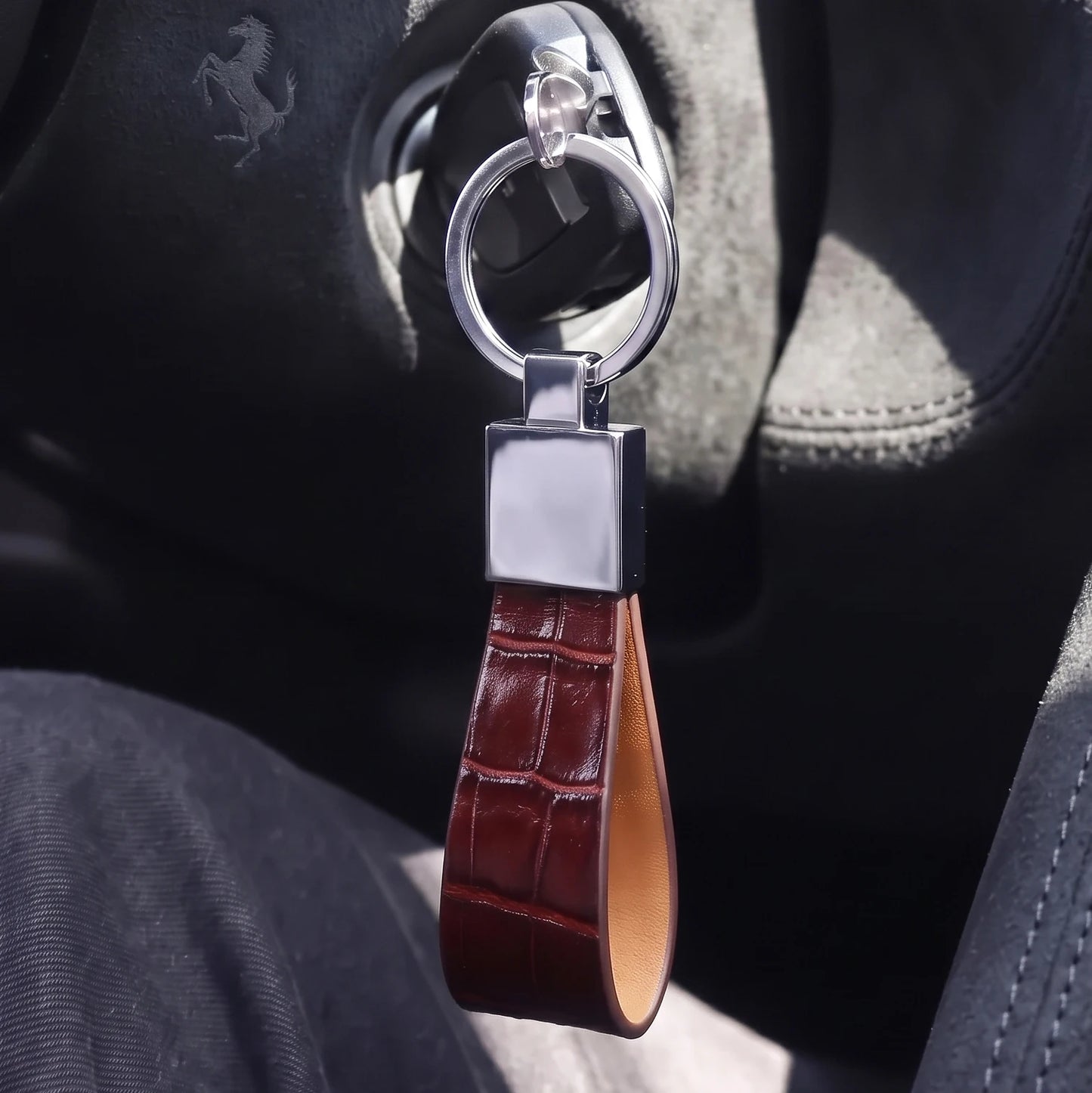 Leather Key Holder Croco Pattern – Hiram Beron Men's Luxury Keychain
