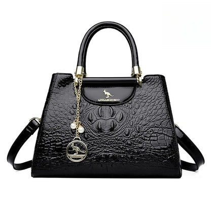 Crocodile Pattern Leather Handbag – Women's Large Capacity Shoulder Bag