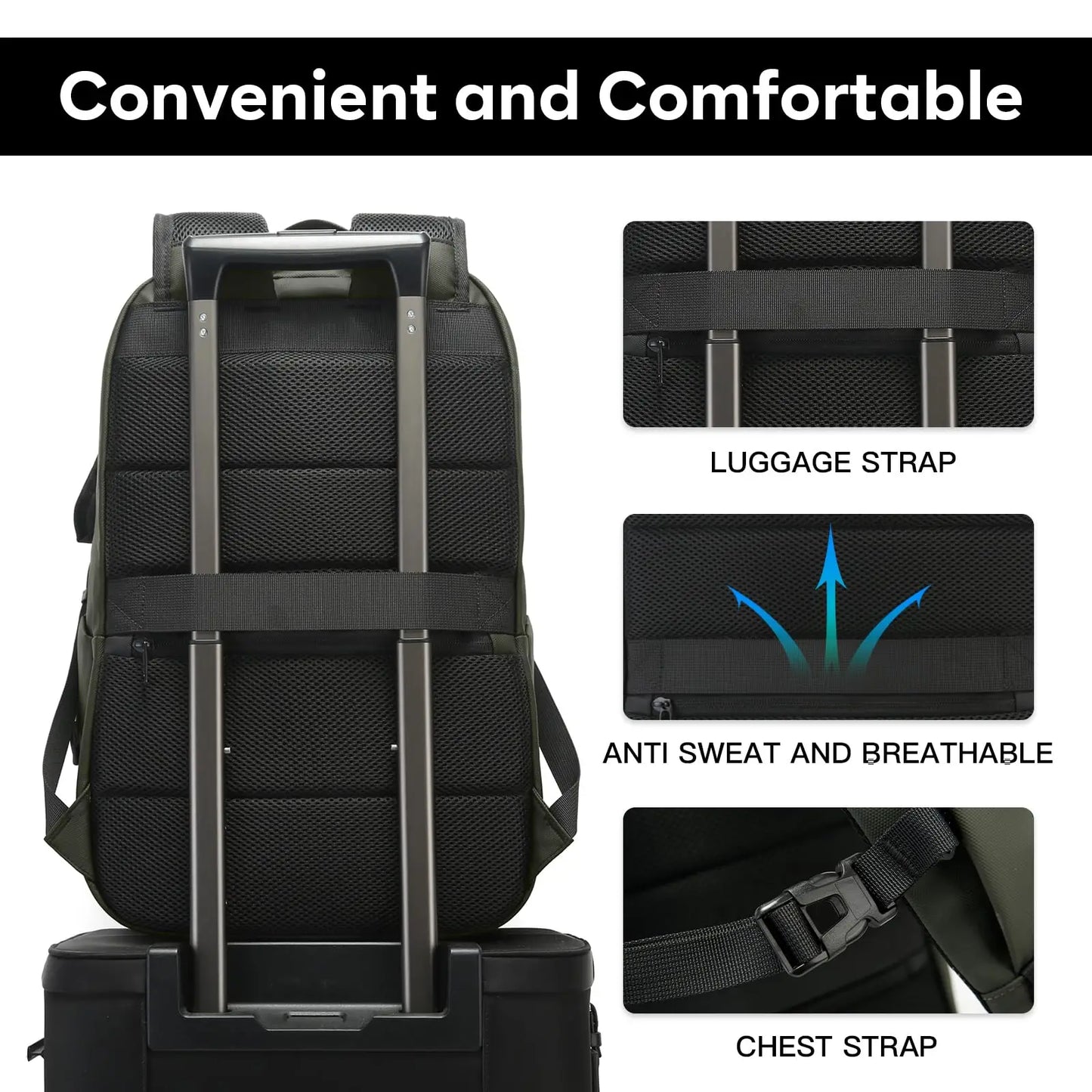 Bange Men's 15.6" Laptop Backpack – Lightweight Business Travel Bag