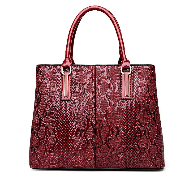 Snake Embossed Patent Leather Women's Tote Bag