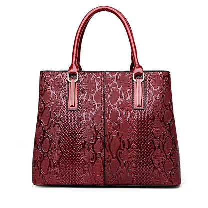 Snake Embossed Patent Leather Women's Tote Bag