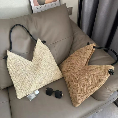 Women S Shoulder Bags Casual Cotton Thread Wicker Woven Ladies Handmade Totes Large Capacity Summer
