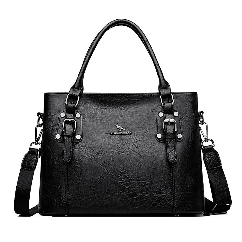 Large Leather Top-Handle Handbag for Women – Crossbody Tote