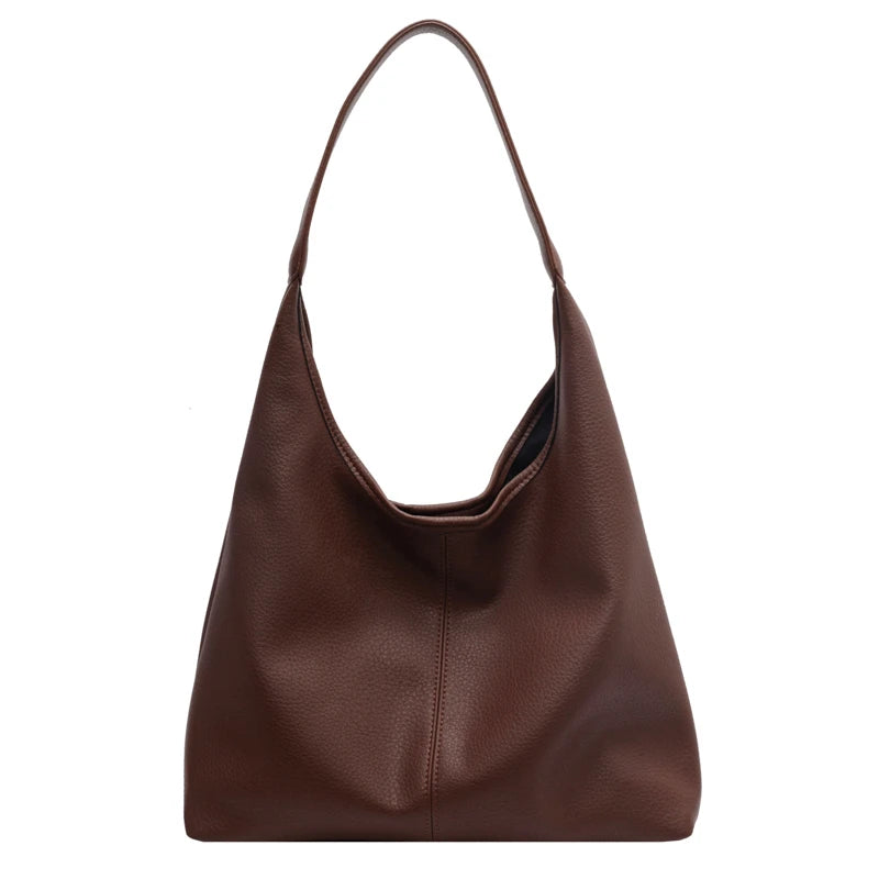 Large Capacity Leather Tote Shoulder Bag – 2-in-1 Shopper Set