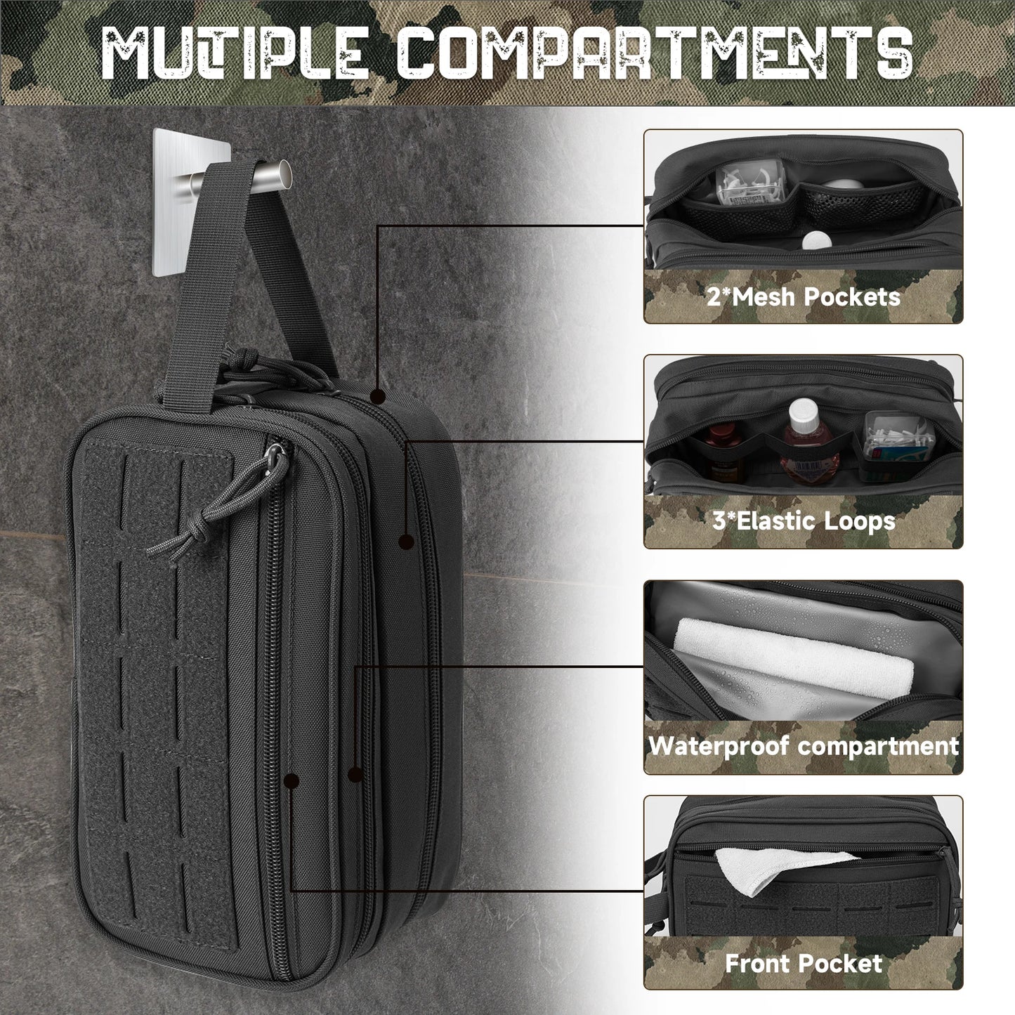Tactical Dopp Kit – Men's Travel Toiletry Bag with MOLLE Panel