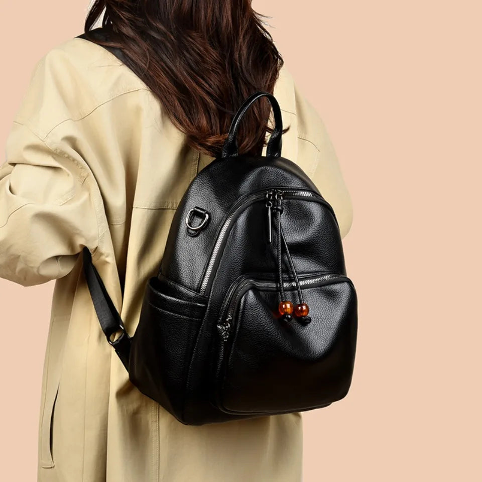 Luxury PU Leather Backpack for Women – Large Capacity Travel Bag