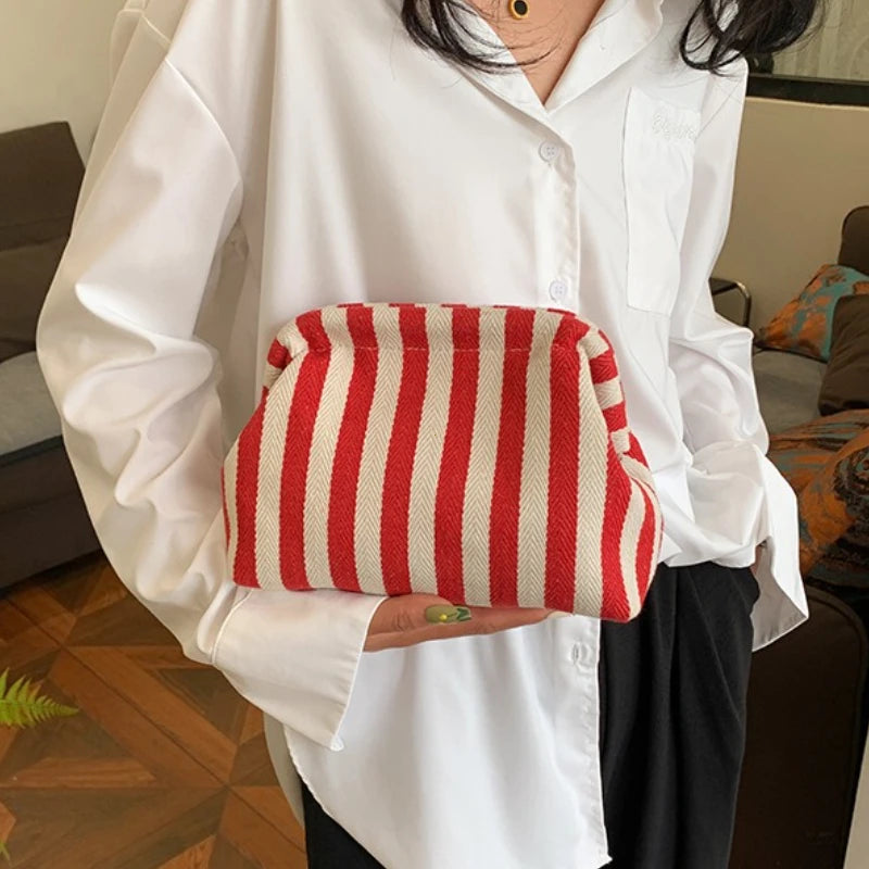 Woven Crochet Clutch Bag for Women – Colorblock Dumpling Hobo Purse