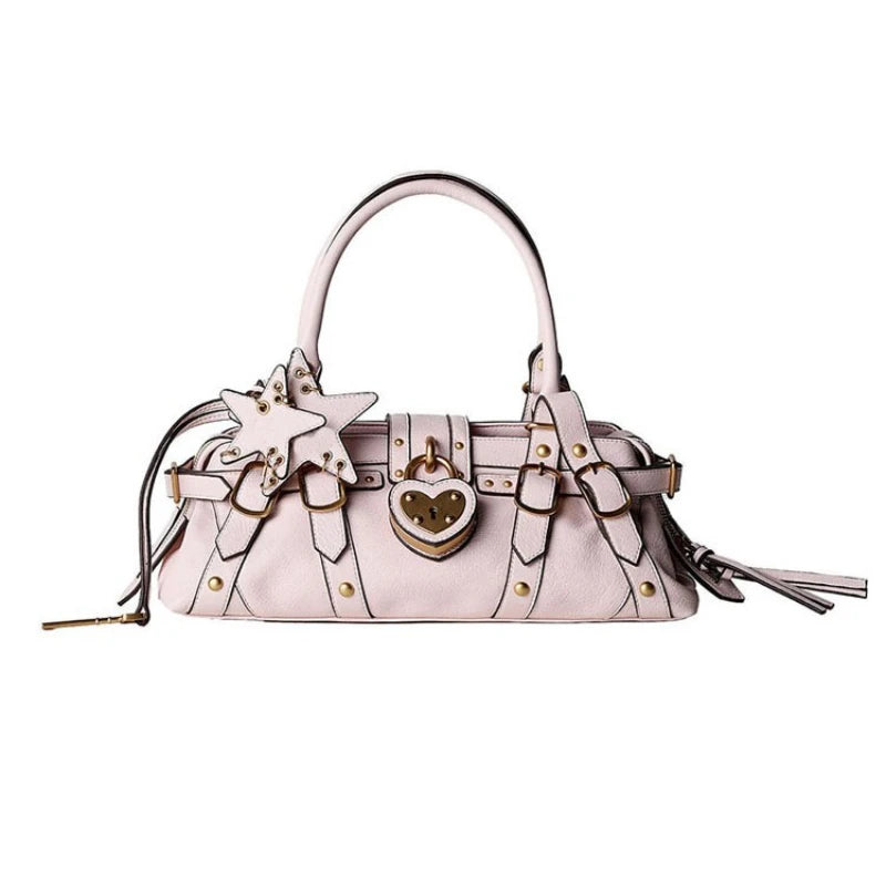 Heart Lock Bowling Bag – Y2K Vintage Punk Large Capacity Shoulder Tote