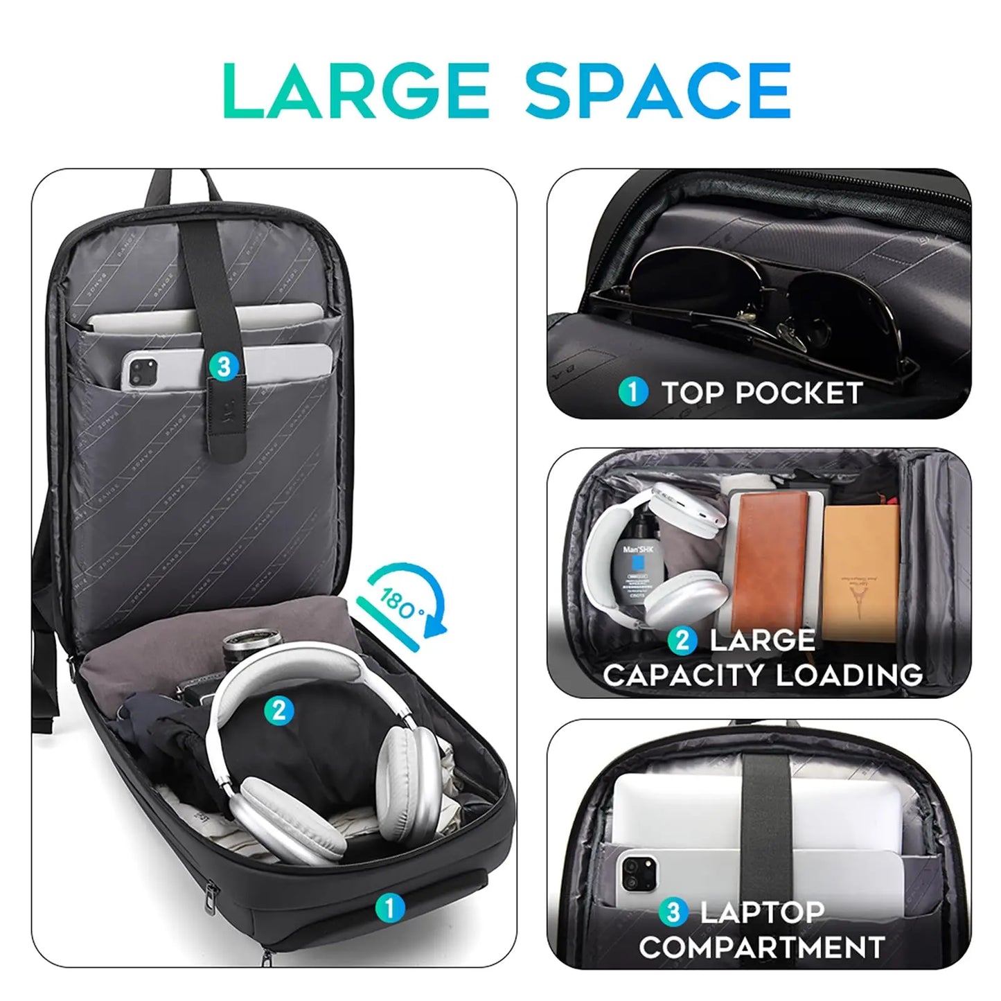 Smart Laptop Backpack 15.6" – Water-Resistant Travel Bag with USB Port