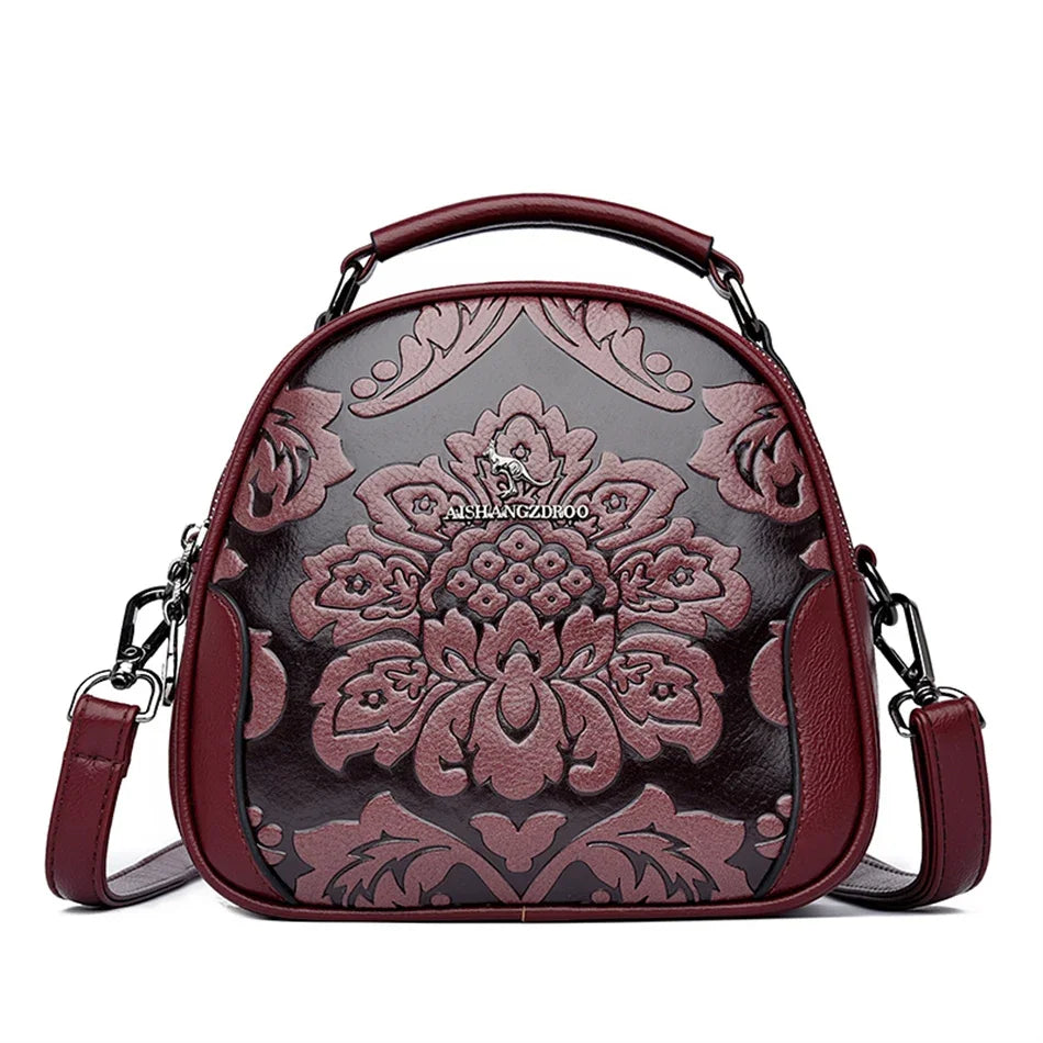 Floral Print Leather Crossbody Bag for Women