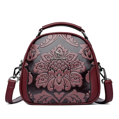 Floral Print Leather Crossbody Bag for Women