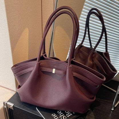 PU Leather Tote Shoulder Bag for Women – Lychee Pattern