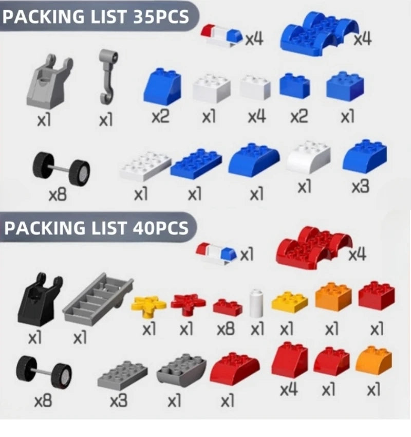 Large Particle Building Blocks Engineering Vehicle Set for Kids – Excavator & Cars