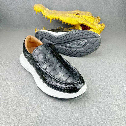 Crocodile Leather Men's Slip-On Loafers | Lightweight Sneakers