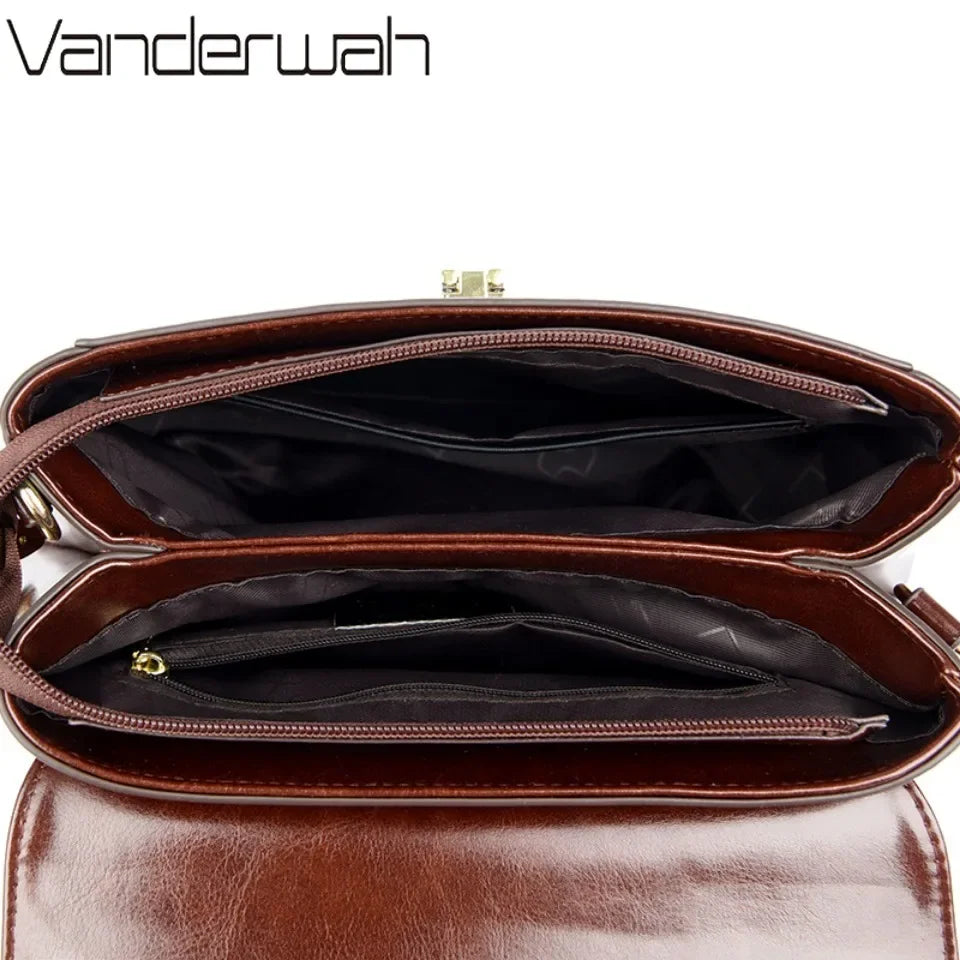 Women's Leather Crossbody Bag – Large Capacity Shoulder Handbag