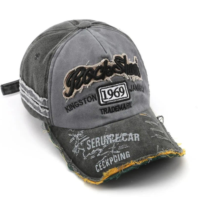 1969 Washed Cotton Snapback Cap – Vintage Embroidery Baseball Hat