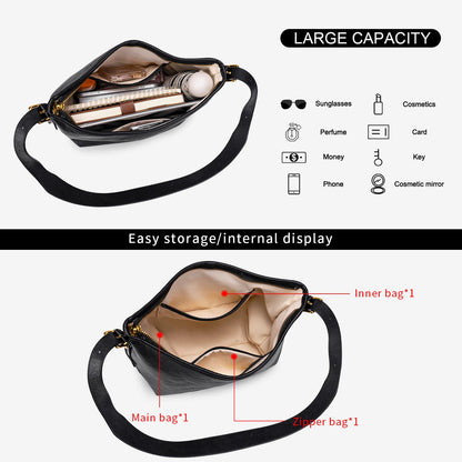 Women's Retro PU Leather Crossbody Bag – Large Capacity Hobo Handbag