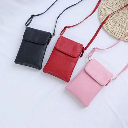 PU Leather Phone Crossbody Bag – Small Flap Messenger Purse for Women