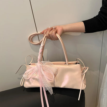Bow Shoulder Bag – Elegant PU Leather Ballet Style Handbag