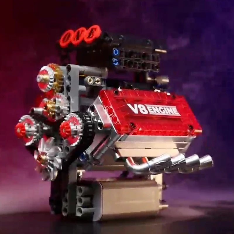 V8 Engine Motorized Building Blocks Technical Model Set