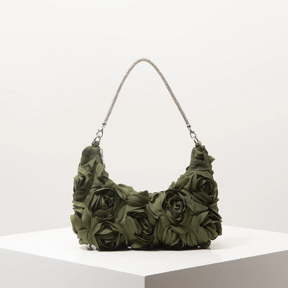 3D Rose Floral Shoulder Bag for Women – Party & Gala