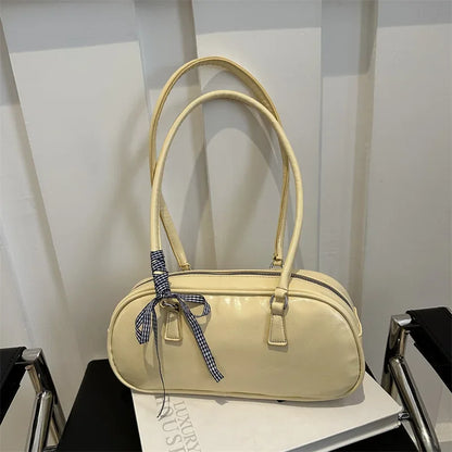 Boston Pillow Shoulder Bag for Women with Ribbon Charm